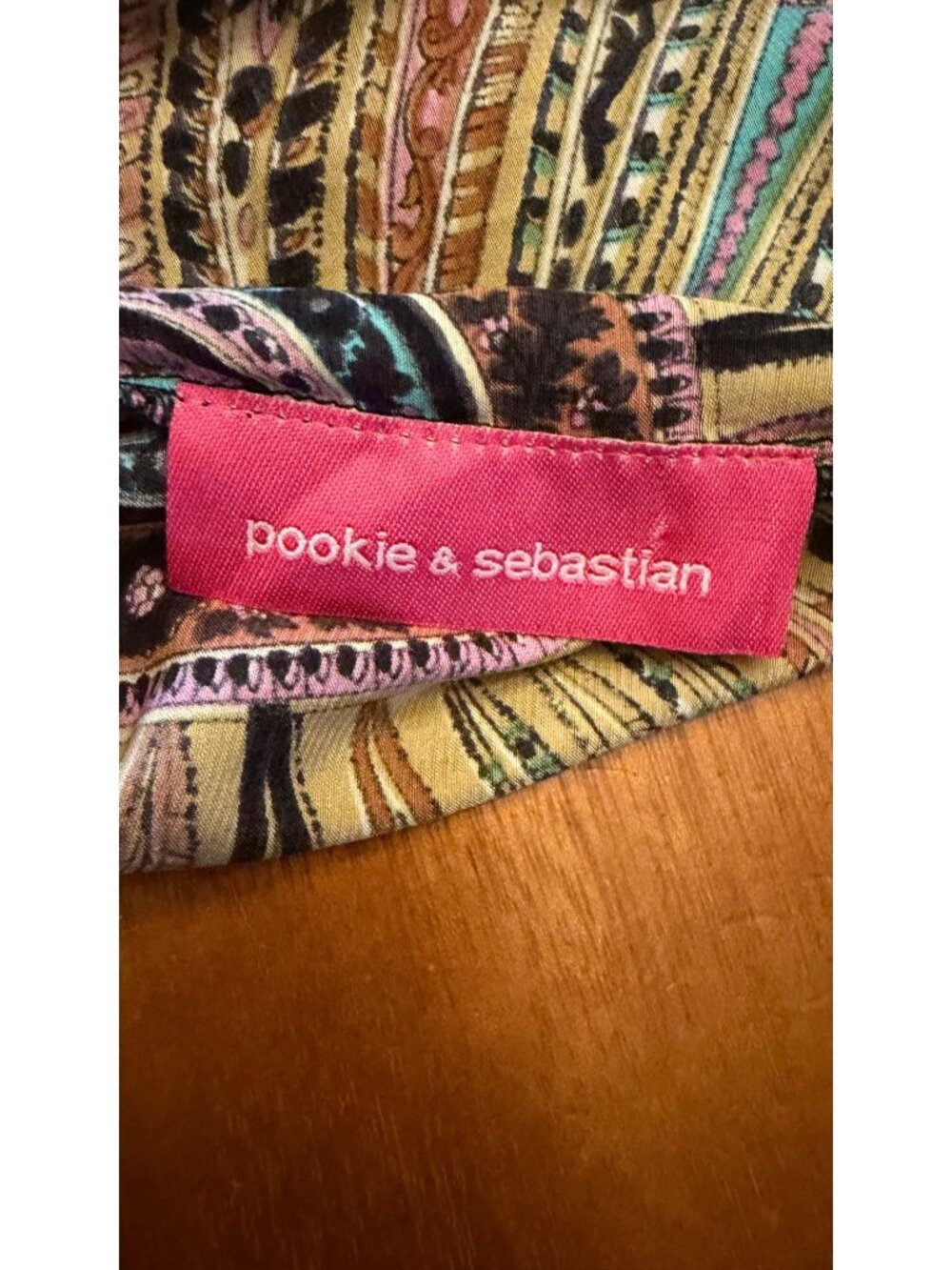 Pookie & Sebastian Multicolor Paisley Halter Dress With Tie Neck Flowy Design - Picture 6 of 6